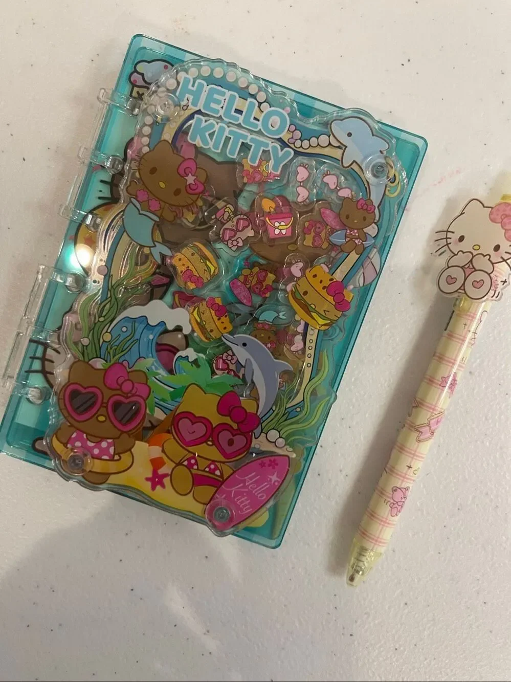Hello Kitty Acrylic Shaker Notebook and pen